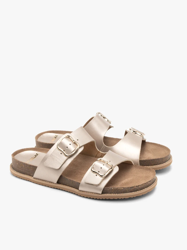Flache Damen-Flip-Flops in Platin