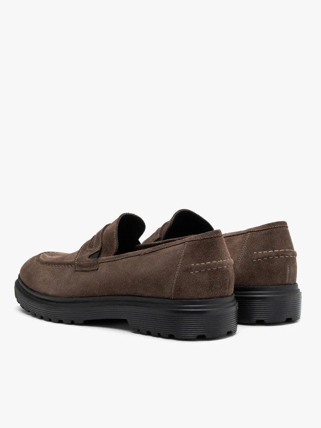 Velvet chunky-sole loafers