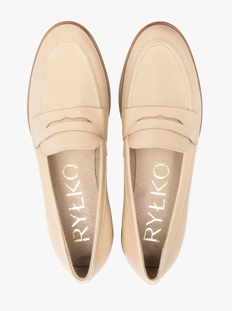 Beige women’s flat loafers