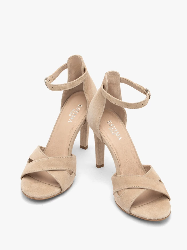 Beige high stiletto sandals