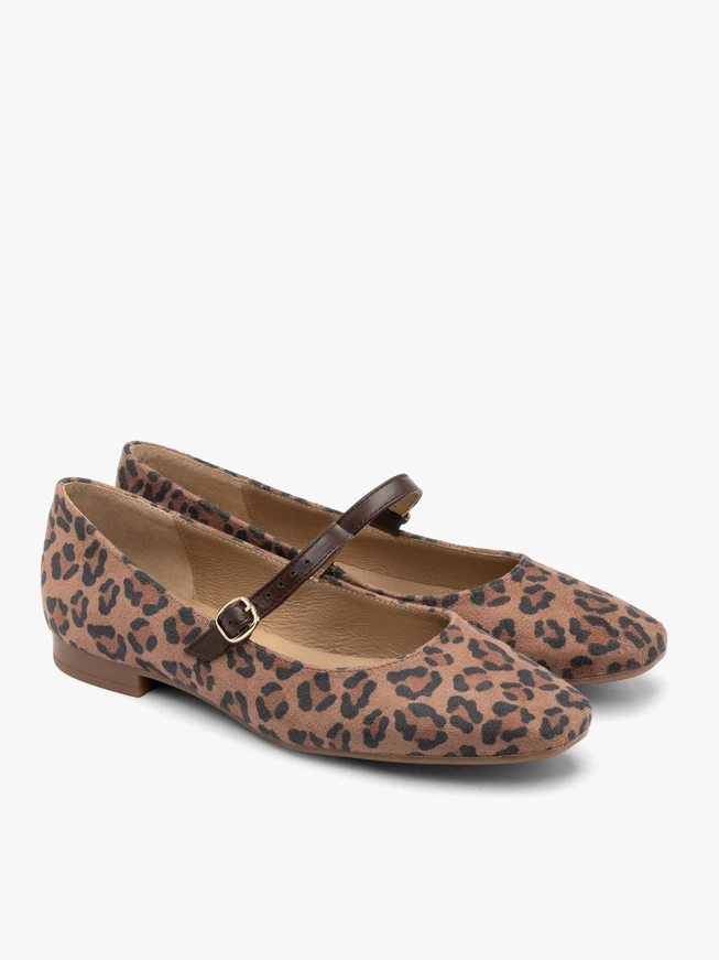 Damen-Ballerinas im Mary-Jane-Stil mit Leopardenmuster