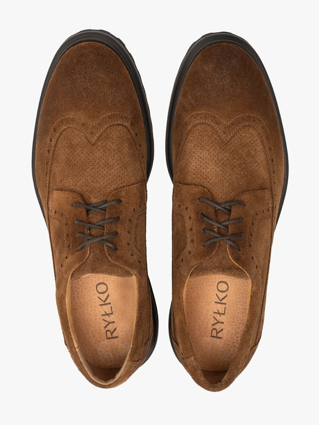 Halbschuhe aus braunem Veloursleder