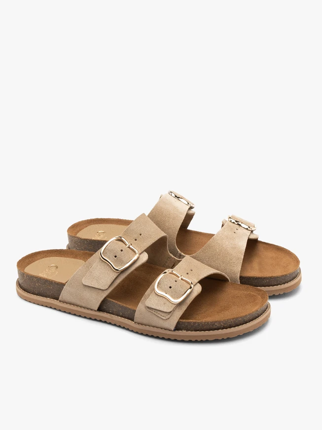 Flache Damen-Flip-Flops aus Sand