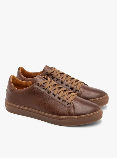 Brown leather sporty-style shoes