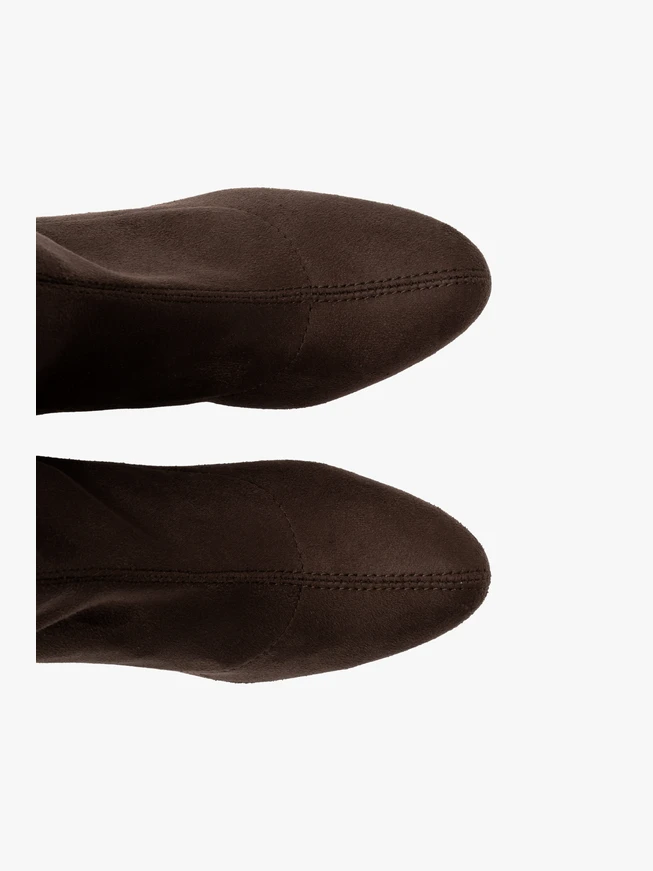 Braune elastische Keilstiefel mit runder Spitze