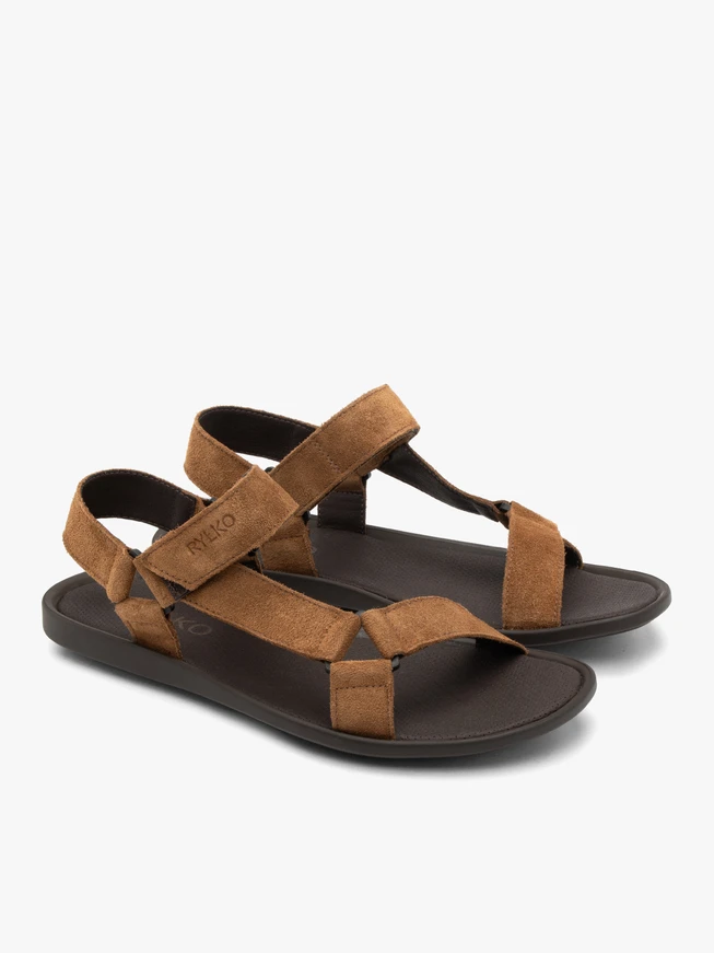 Brown men’s hook-and-loop sandals
