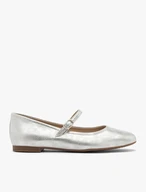 Silberne Riemchen-Ballerinas
