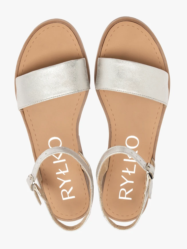 Flache Damen-Sandalen in Silber