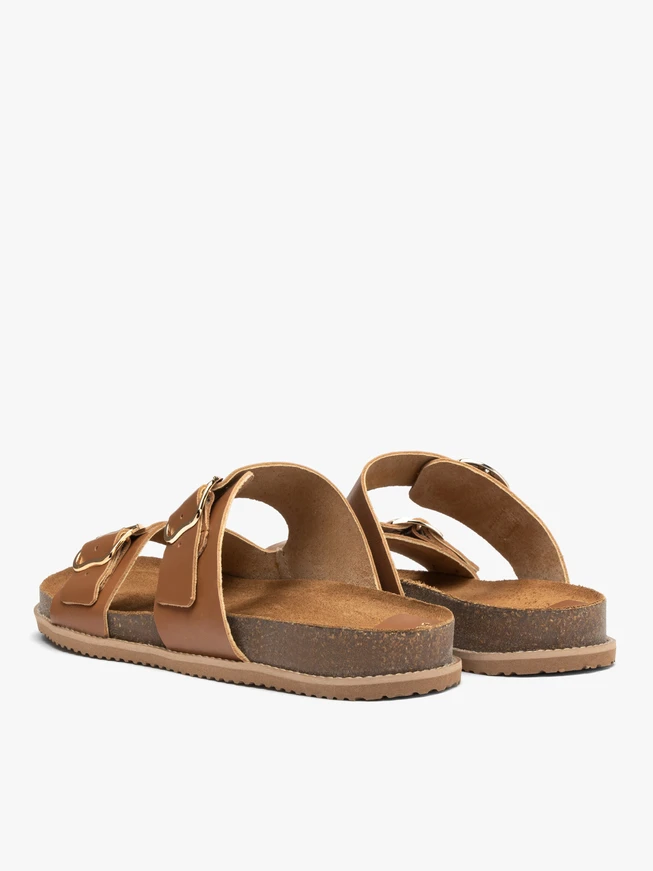 Hellbraune flache Damen-Flip-Flops