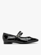 Schwarz lackierte Ballerinas mit zwei Riemen