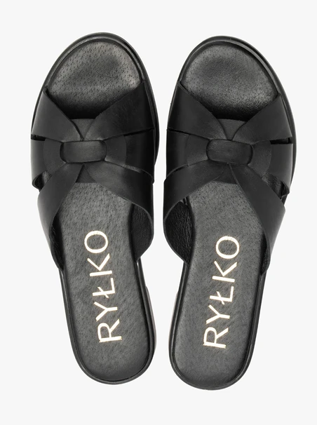 Schwarze flache Damen-Flip-Flops