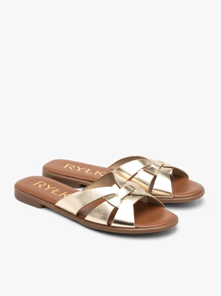 Flache Damen-Flip-Flops in Gold