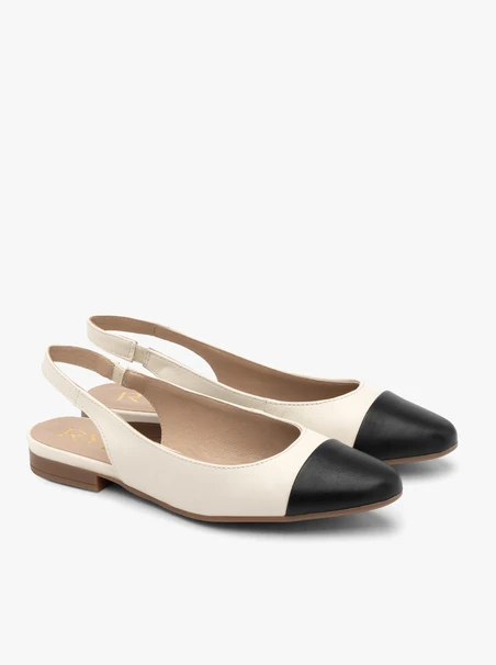Cream and black slingback ballerinas