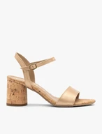 Goldfarbene Sandalen mit Korkfutter und Absatz