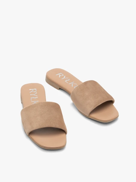 Dunkelbeige flache Flip-Flops