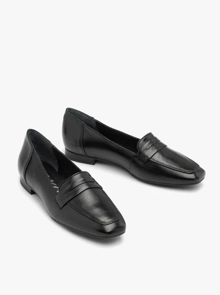 Schwarze Damenmokassins mit flacher Sohle