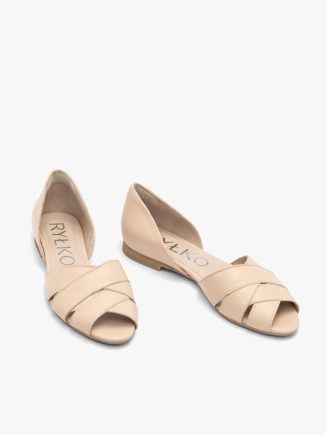Beigefarbene Peep-Toe-Sandalen
