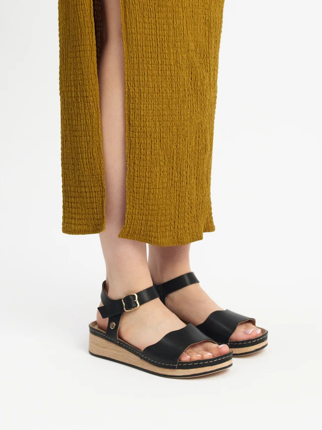 Schwarze Damen Plateausandalen