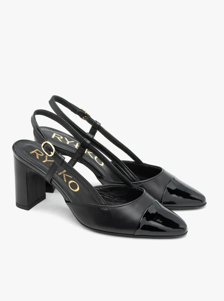 Czarne czółenka slingback bez pięty