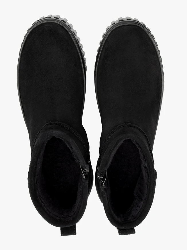 Schwarze Velours-Schneestiefel mit leichtem Boden