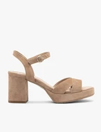 Beige Block- und Ballsandalen