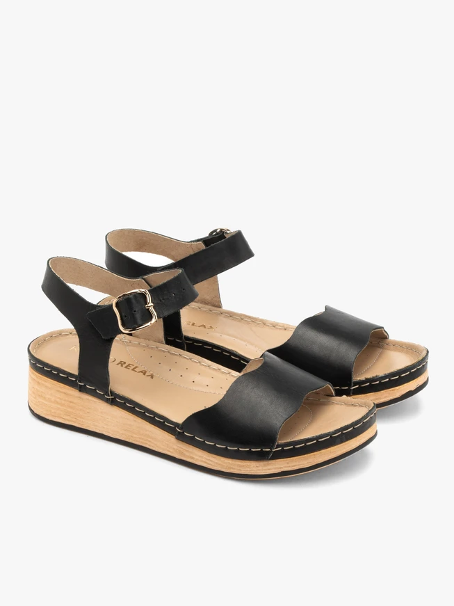Schwarze Damen Plateausandalen