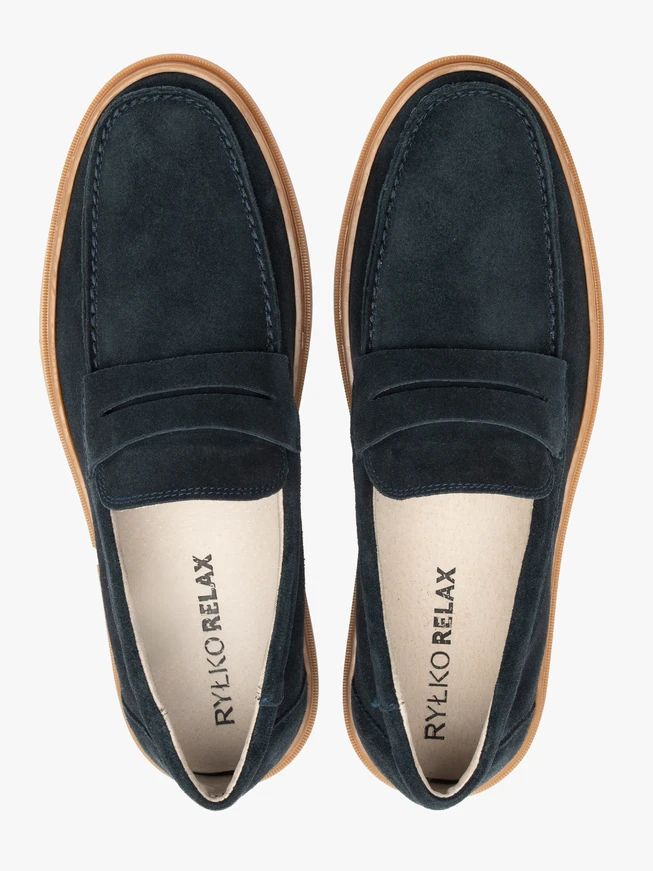 Mokassins aus marineblauem Veloursleder