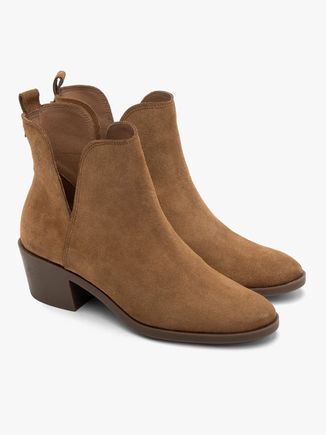 Suede ankle boots with cut-out shaft