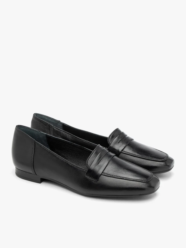 Schwarze Damenmokassins mit flacher Sohle