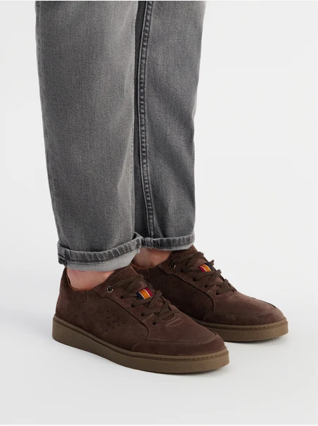 Szare welurowe sneakersy męskie