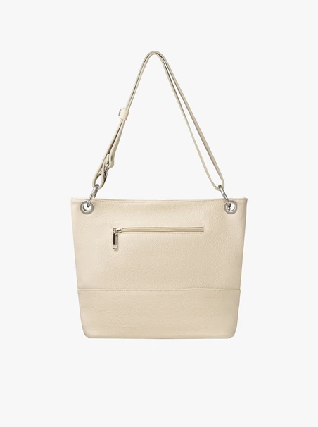 Cremefarbene Shopper-Tasche mit Haken- und Ösenverschluss
