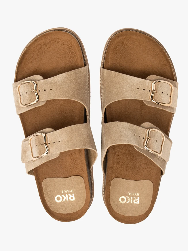 Flache Damen-Flip-Flops aus Sand