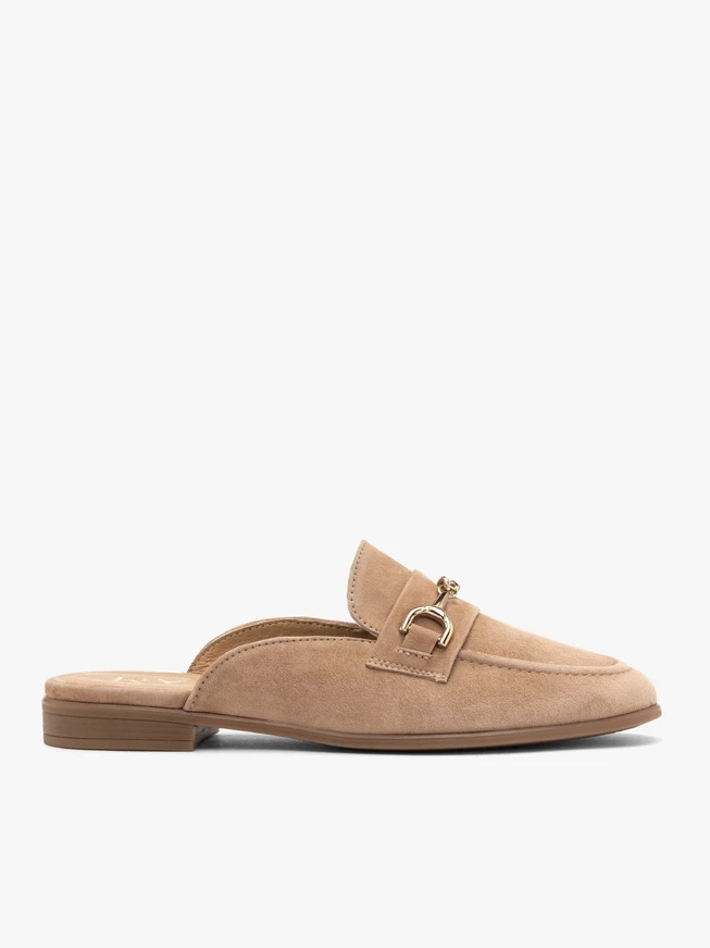 Suede mule slides with ornament