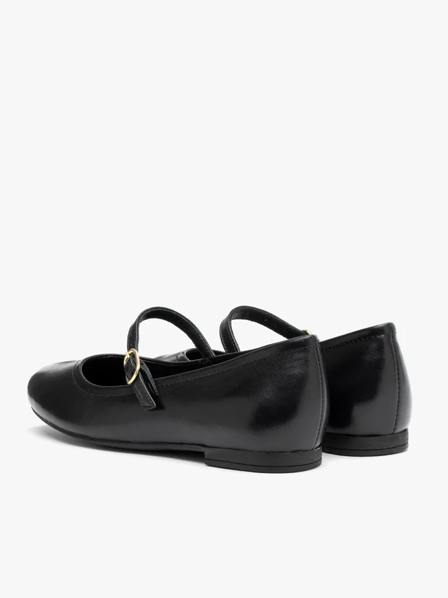 Schwarze Damenballerinas mit Riemen
