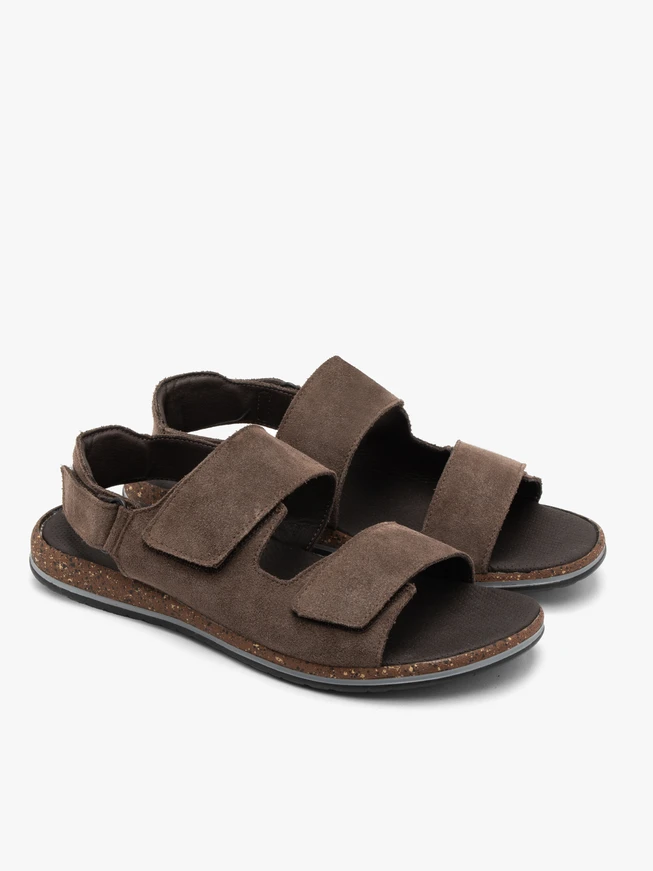 Grau-braune Herren-Klettverschluss-Sandalen