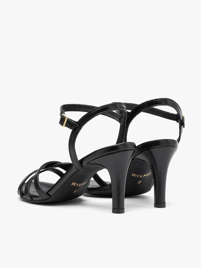 Schwarze Damen Riemchensandalen