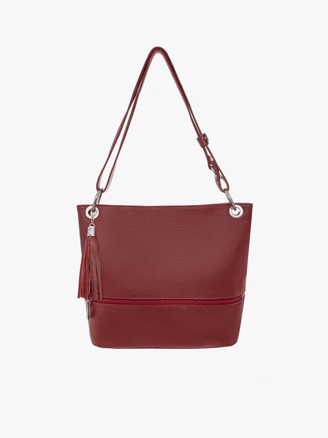 Kastanienbraune Shopper-Tasche mit Haken- und Ösenverschluss