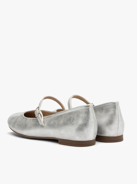 Silver strap ballerinas