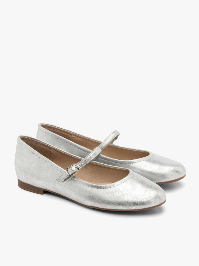 Silver strap ballerinas