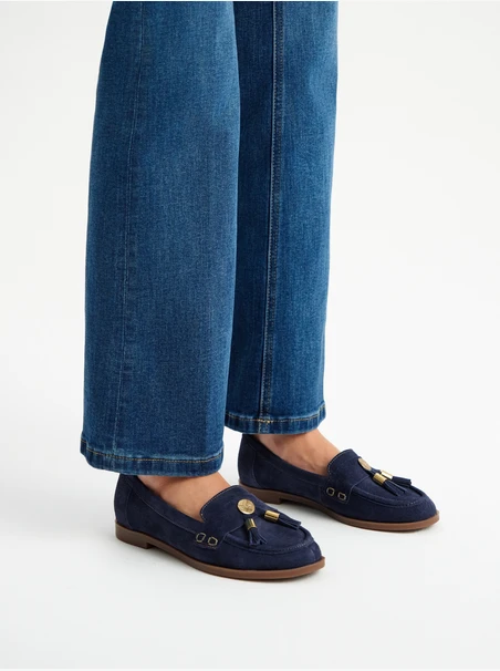 Veloursmokassins mit Kupplung