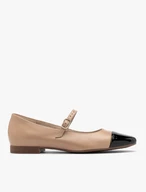 Beige ballerinas with contrasting black toe