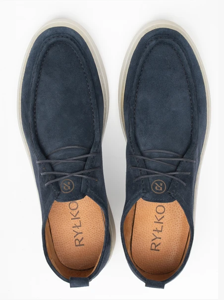 Halbschuhe aus Veloursleder für Männer mit Ziernähten