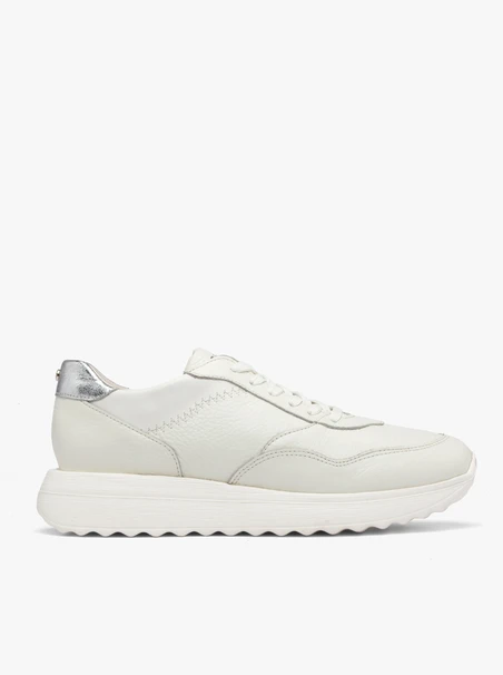 Cream sporty shoes with silver heel insert
