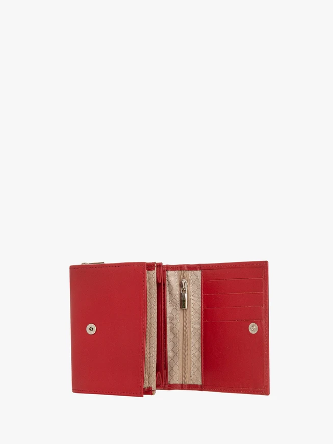 Rote Damengeldbörse mit silbernen Details