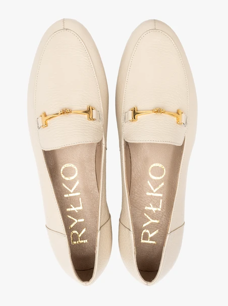 Cream flat loafers