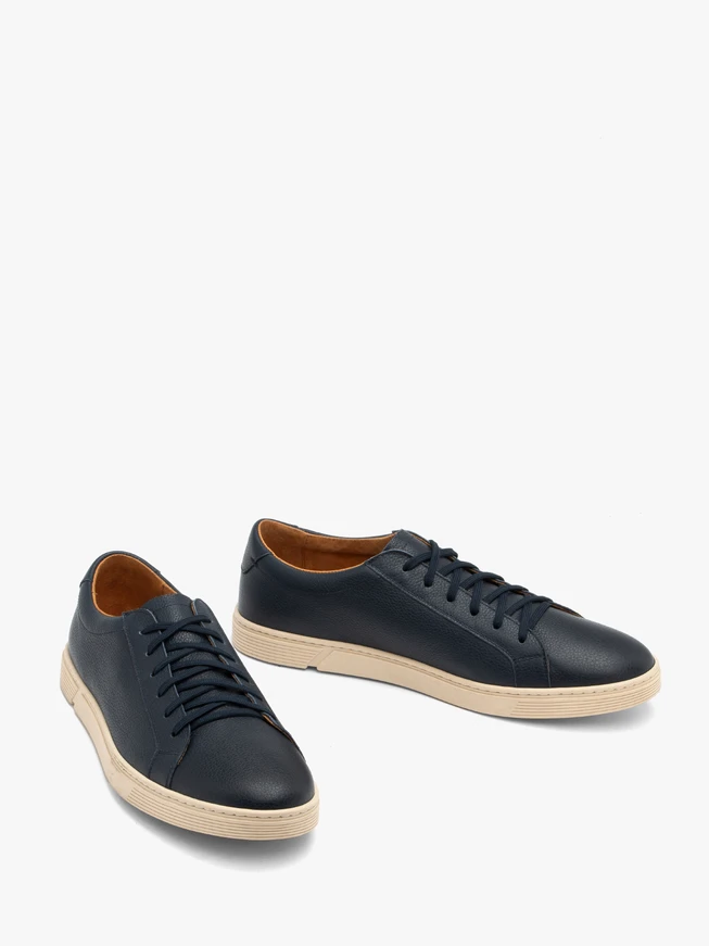 Marineblaue Leder-Turnschuhe für Männer