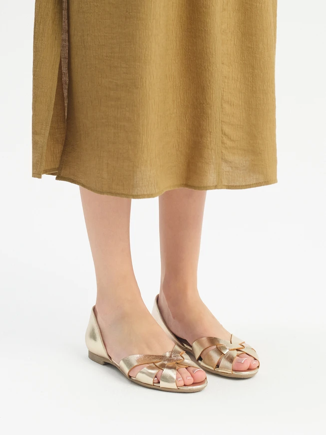 Flache Damen-Ballerinas aus Platin