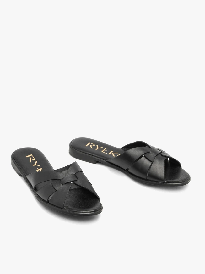 Schwarze flache Damen-Flip-Flops
