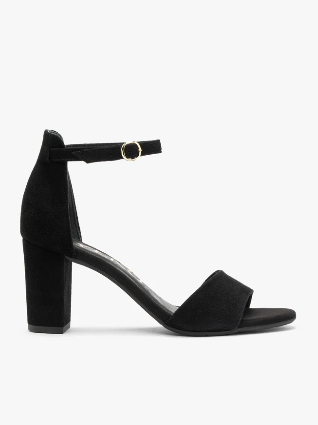 Schwarze Velours-Sandalen mit Blockabsatz