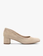 Beigefarbene niedrige Stiletto-Pumps